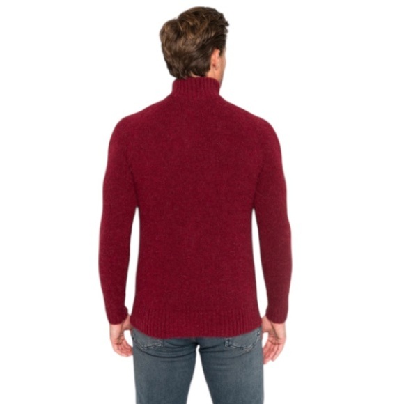 Pacas Men’s Alpaca Wool Sweater Quarter Zip NWT in Bordeaux Melange Red Size L - Picture 5 of 12